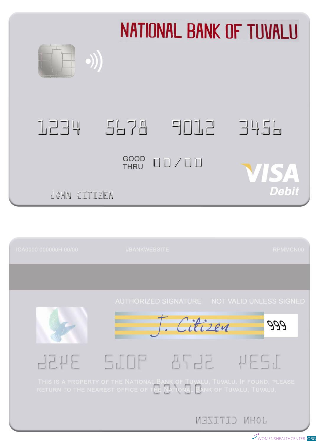 Download Tuvalu National Bank of Tuvalu visa debit card Photoshop template